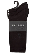 Load image into Gallery viewer, Ladies 3 Pair Pringle Black Label Plain Bamboo Socks
