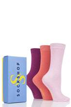 Load image into Gallery viewer, Ladies 3 Pair SockShop Bamboo Bright Gift Boxed Socks
