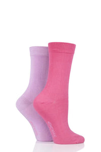 Ladies 2 Pair SockShop Plain Bamboo Socks with Smooth Toe Seams