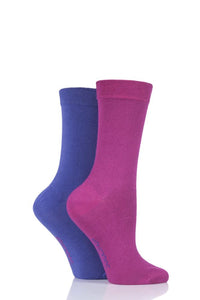 Ladies 2 Pair SockShop Plain Bamboo Socks with Smooth Toe Seams