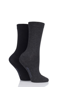 Ladies 2 Pair SockShop Plain Bamboo Socks with Smooth Toe Seams