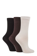 Load image into Gallery viewer, Ladies 3 Pair SOCKSHOP Patterned Plain and Striped Bamboo Socks