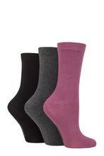 Load image into Gallery viewer, Ladies 3 Pair SOCKSHOP Patterned Plain and Striped Bamboo Socks