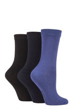 Load image into Gallery viewer, Ladies 3 Pair SOCKSHOP Patterned Plain and Striped Bamboo Socks