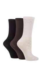 Load image into Gallery viewer, Ladies 3 Pair SOCKSHOP Patterned Plain and Striped Bamboo Socks