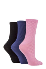 Load image into Gallery viewer, Ladies 3 Pair SOCKSHOP Patterned Plain and Striped Bamboo Socks
