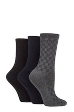 Load image into Gallery viewer, Ladies 3 Pair SOCKSHOP Patterned Plain and Striped Bamboo Socks