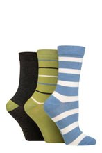 Load image into Gallery viewer, Ladies 3 Pair SOCKSHOP Patterned Plain and Striped Bamboo Socks