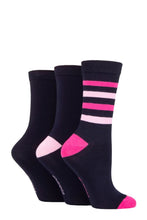 Load image into Gallery viewer, Ladies 3 Pair SOCKSHOP Patterned Plain and Striped Bamboo Socks