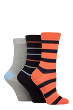 Load image into Gallery viewer, Ladies 3 Pair SOCKSHOP Patterned Plain and Striped Bamboo Socks