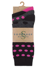 Load image into Gallery viewer, Ladies 3 Pair SOCKSHOP Patterned Plain and Striped Bamboo Socks