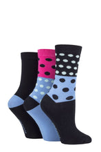 Load image into Gallery viewer, Ladies 3 Pair SOCKSHOP Patterned Plain and Striped Bamboo Socks
