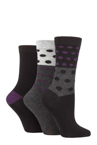 Ladies 3 Pair SOCKSHOP Patterned Plain and Striped Bamboo Socks