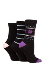 Load image into Gallery viewer, Ladies 3 Pair SOCKSHOP Lazy Panda Christmas Bamboo Socks