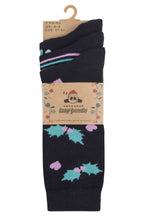 Load image into Gallery viewer, Ladies 3 Pair SOCKSHOP Lazy Panda Christmas Bamboo Socks