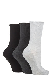 Ladies 3 Pair SOCKSHOP Patterned Plain and Striped Bamboo Socks