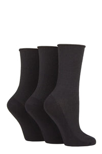 Ladies 3 Pair SOCKSHOP Patterned Plain and Striped Bamboo Socks