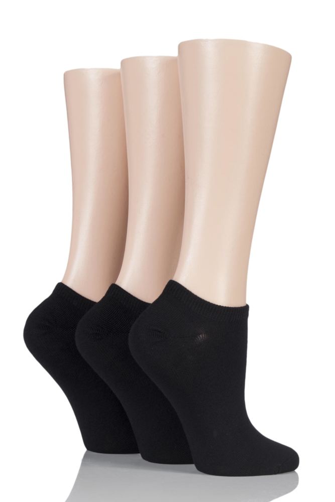 Ladies 3 Pair SockShop Bamboo Trainer Socks with Smooth Toe Seams