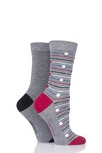 Load image into Gallery viewer, Ladies 2 Pair SockShop Patterned Bamboo Socks with Smooth Toe Seams