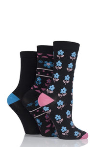 Ladies 3 Pair SOCKSHOP Bamboo Feather Socks