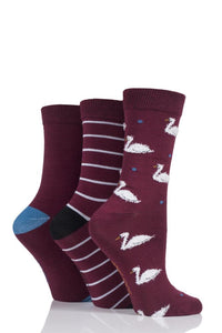 Ladies 3 Pair SOCKSHOP Bamboo Feather Socks