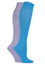 Load image into Gallery viewer, Ladies 2 Pair SOCKSHOP Plain and Patterned Bamboo Knee High Socks with Smooth Toe Seams