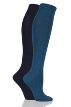 Load image into Gallery viewer, Ladies 2 Pair SOCKSHOP Plain and Patterned Bamboo Knee High Socks with Smooth Toe Seams