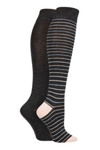 Load image into Gallery viewer, Ladies 2 Pair SOCKSHOP Plain and Patterned Bamboo Knee High Socks with Smooth Toe Seams