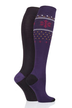 Load image into Gallery viewer, Ladies 2 Pair SOCKSHOP Plain and Patterned Bamboo Knee High Socks with Smooth Toe Seams