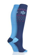 Load image into Gallery viewer, Ladies 2 Pair SOCKSHOP Plain and Patterned Bamboo Knee High Socks with Smooth Toe Seams