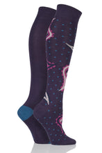 Load image into Gallery viewer, Ladies 2 Pair SOCKSHOP Plain and Patterned Bamboo Knee High Socks with Smooth Toe Seams
