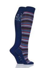 Load image into Gallery viewer, Ladies 2 Pair SOCKSHOP Plain and Patterned Bamboo Knee High Socks with Smooth Toe Seams