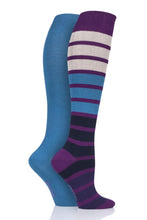 Load image into Gallery viewer, Ladies 2 Pair SockShop Patterned, Striped and Plain Bamboo Knee High Socks