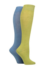 Load image into Gallery viewer, Ladies 2 Pair SOCKSHOP Plain and Patterned Bamboo Knee High Socks with Smooth Toe Seams