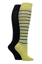 Load image into Gallery viewer, Ladies 2 Pair SOCKSHOP Plain and Patterned Bamboo Knee High Socks with Smooth Toe Seams