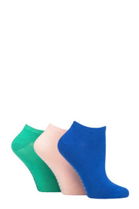Ladies 3 Pair SOCKSHOP Striped, Plain, Ribbed and Mesh Bamboo Trainer Socks