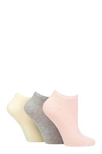 Ladies 3 Pair SOCKSHOP Striped, Plain, Ribbed and Mesh Bamboo Trainer Socks