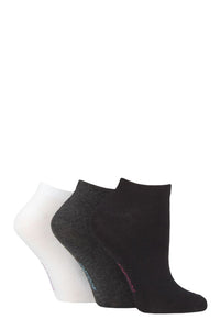 Ladies 3 Pair SOCKSHOP Striped, Plain, Ribbed and Mesh Bamboo Trainer Socks