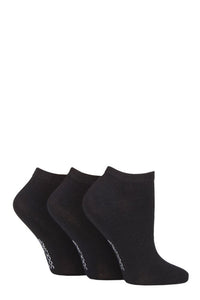 Ladies 3 Pair SOCKSHOP Striped, Plain, Ribbed and Mesh Bamboo Trainer Socks
