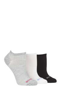 Ladies 3 Pair SOCKSHOP Striped, Plain, Ribbed and Mesh Bamboo Trainer Socks