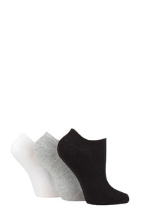 Ladies 3 Pair SOCKSHOP Striped, Plain, Ribbed and Mesh Bamboo Trainer Socks