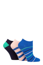 Load image into Gallery viewer, Ladies 3 Pair SOCKSHOP Striped, Plain, Ribbed and Mesh Bamboo Trainer Socks
