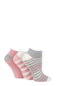 Ladies 3 Pair SOCKSHOP Striped, Plain, Ribbed and Mesh Bamboo Trainer Socks