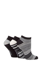Load image into Gallery viewer, Ladies 3 Pair SOCKSHOP Striped, Plain, Ribbed and Mesh Bamboo Trainer Socks
