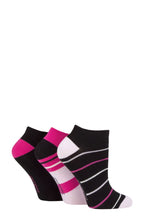 Load image into Gallery viewer, Ladies 3 Pair SOCKSHOP Striped, Plain, Ribbed and Mesh Bamboo Trainer Socks