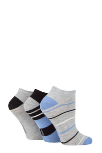 Ladies 3 Pair SOCKSHOP Striped, Plain, Ribbed and Mesh Bamboo Trainer Socks