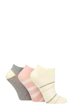 Load image into Gallery viewer, Ladies 3 Pair SOCKSHOP Striped, Plain, Ribbed and Mesh Bamboo Trainer Socks