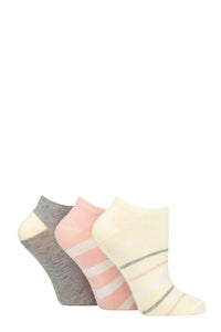 Ladies 3 Pair SOCKSHOP Striped, Plain, Ribbed and Mesh Bamboo Trainer Socks