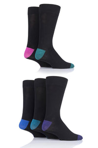 Mens 5 Pair SockShop Contrast Heel and Toe Bamboo Socks