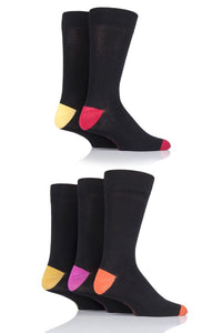 Mens 5 Pair SockShop Contrast Heel and Toe Bamboo Socks